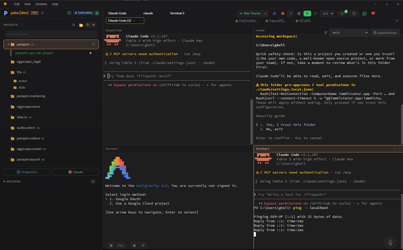 Grid view — many terminals at once